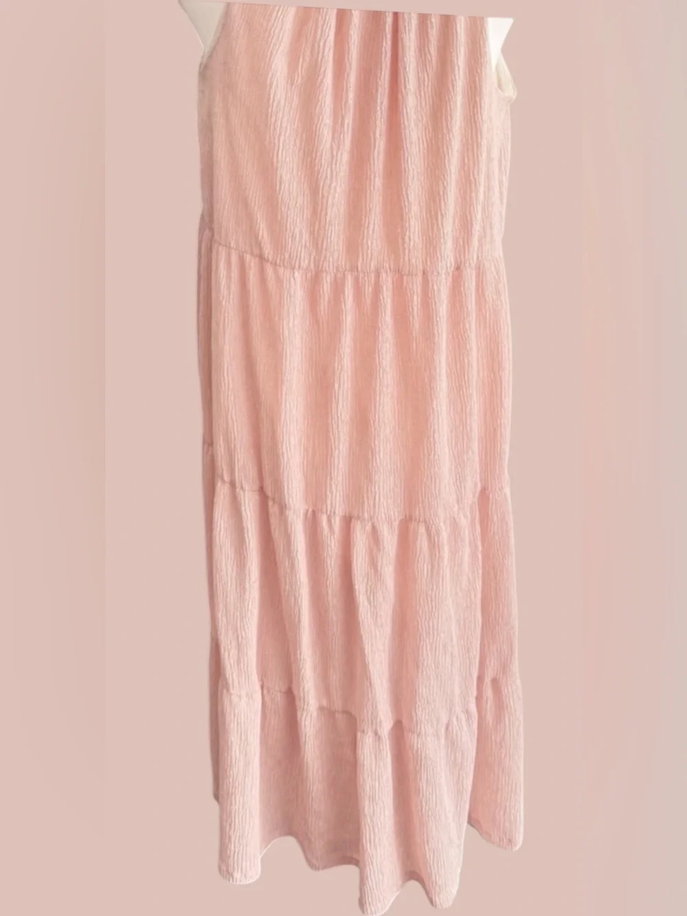 Express Midi Tierd Blush~Peach Color Dress with a Halter Neckline